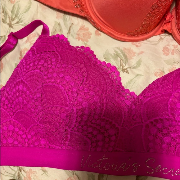 Victoria Secret lace push up bras orange, light green, pink colour 34C - Picture 5 of 8